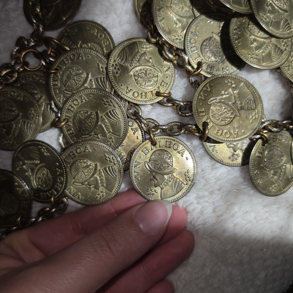 Belly Dance Coin Belt Large Balboa Coins Gold Tone 36” Waist - Picture 4 of 7